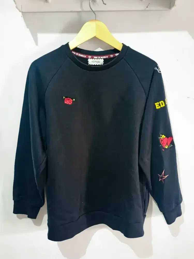 Sweater Crewneck Ed Hardy Love is Mistery Black size 105 Original