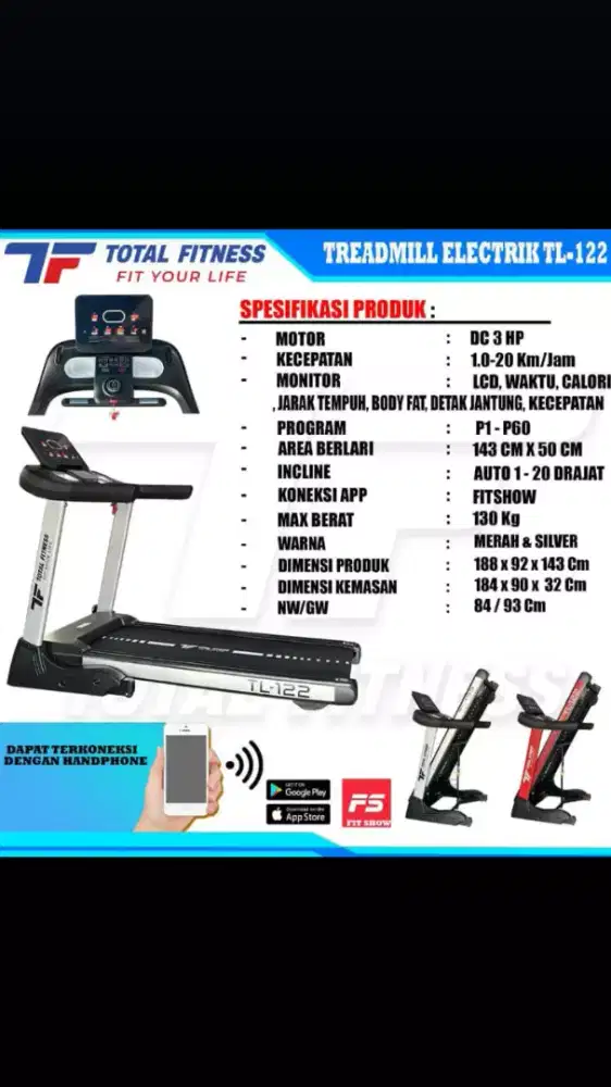 Treadmill elektrik tipe tl 122 android