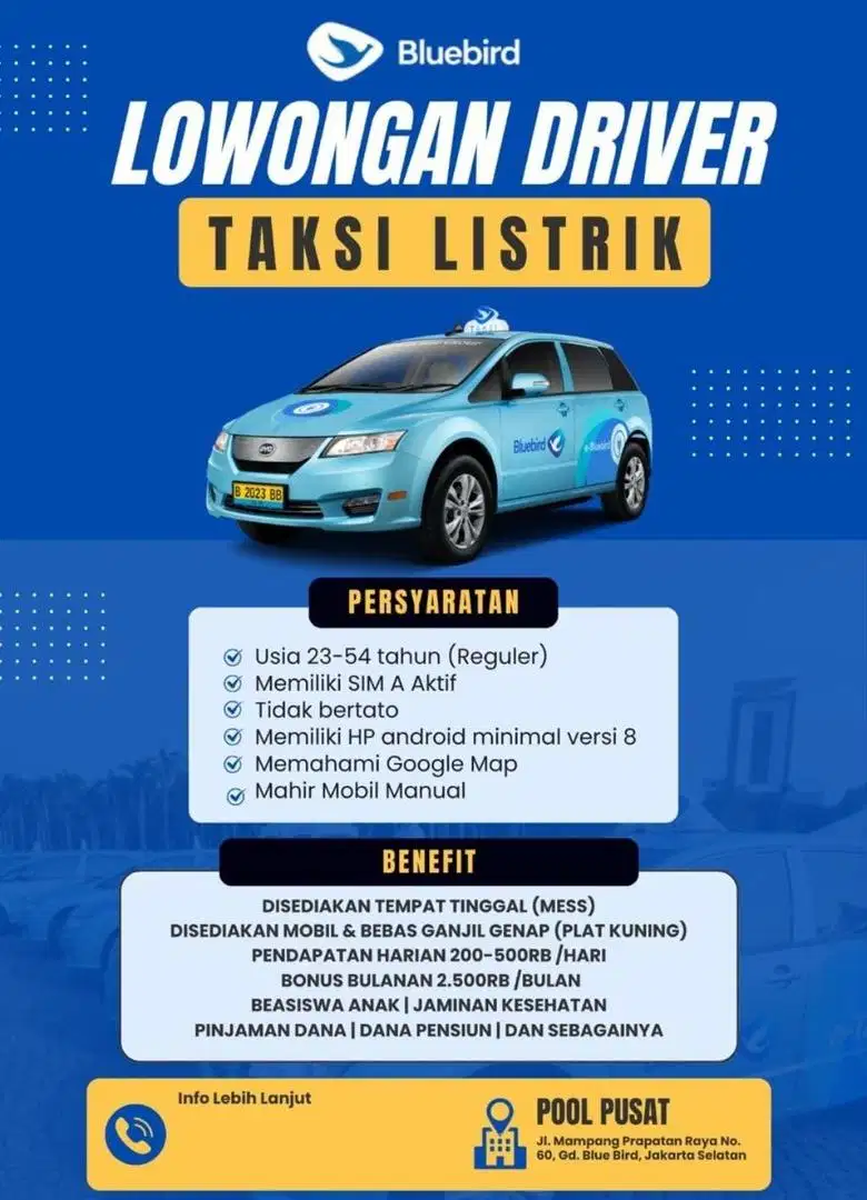 Loker sim A Driver Bluebird, Silverbird, Goldenbird Mampang