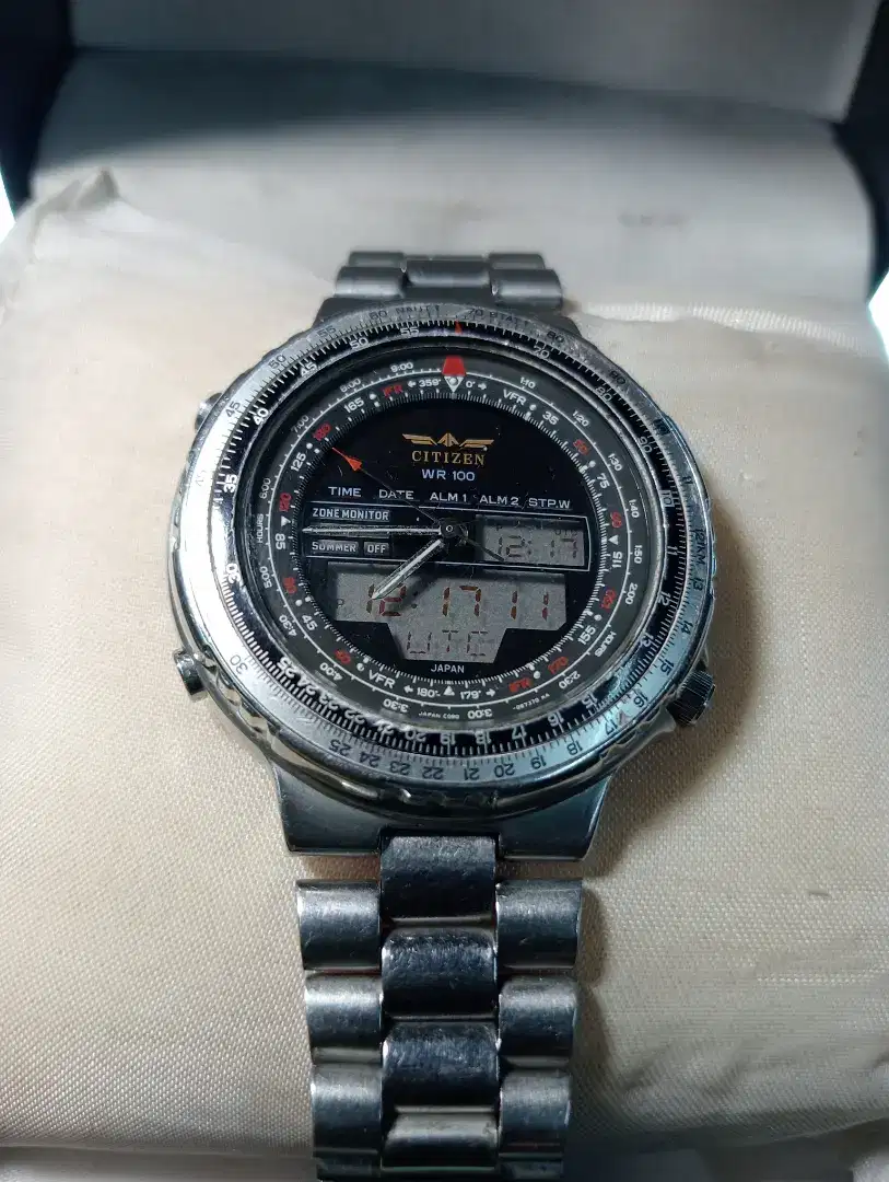Jual jam citizen Aviator wingman world time second