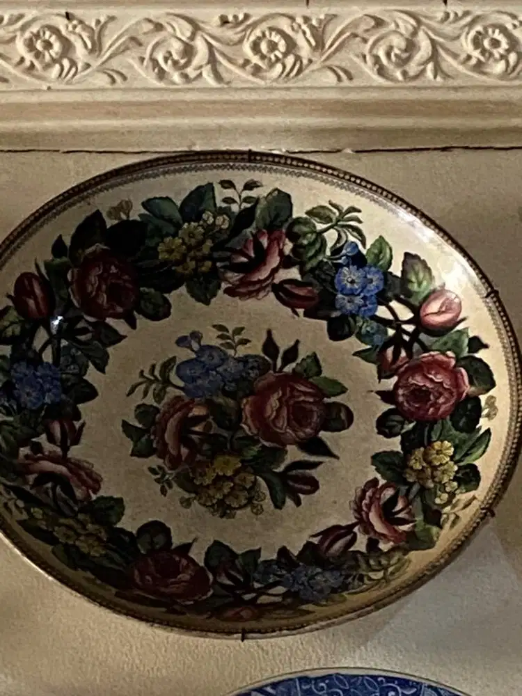 Piring eropa kuno ukuran 38cm motif bunga jarang ada utk pajangan din