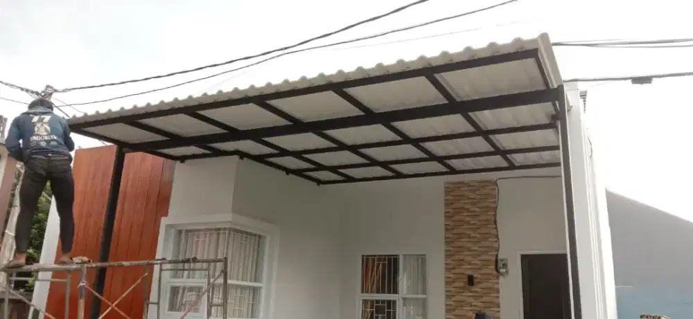 Kanopi garasi atap alderon besi hollow galvanis