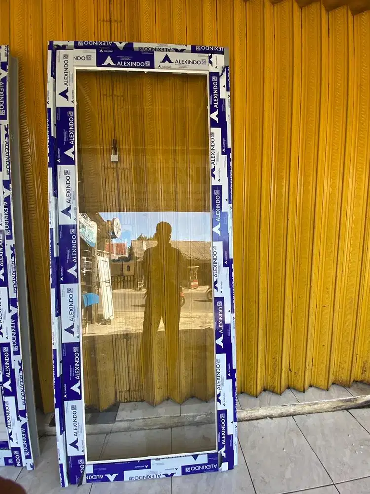 jual pintu kaca alumunium ukuran 90x220 warna silver alexindo
