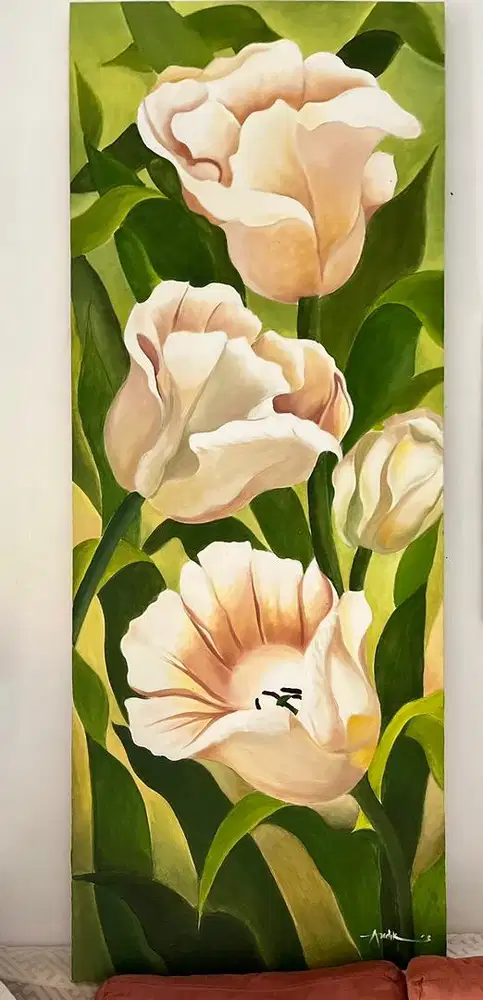 Lukisan Bunga Tulip uk. 63x163 cm