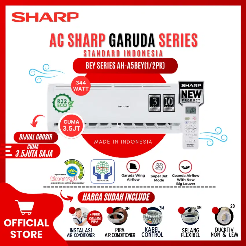 Promo Gede AC Sharp AH-A5BEY 1/2 PK Baru – Free Pasang!
