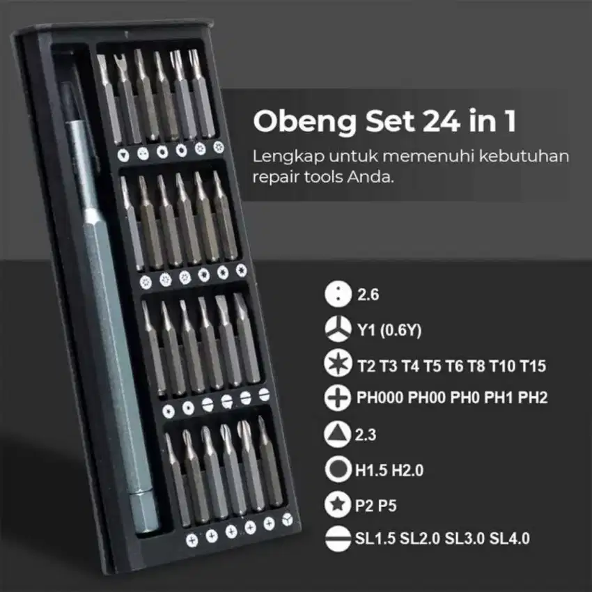 Obeng set 24 in 1 + BOX Obeng Set
