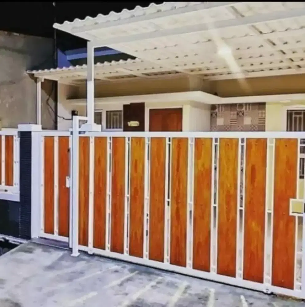 Pagar grc motif kayu holo galvanis