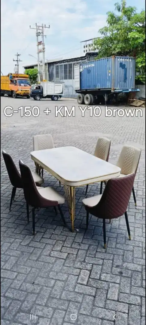 Meja makan batu mamer, meja makan mamer, meja makan marmer, mewah