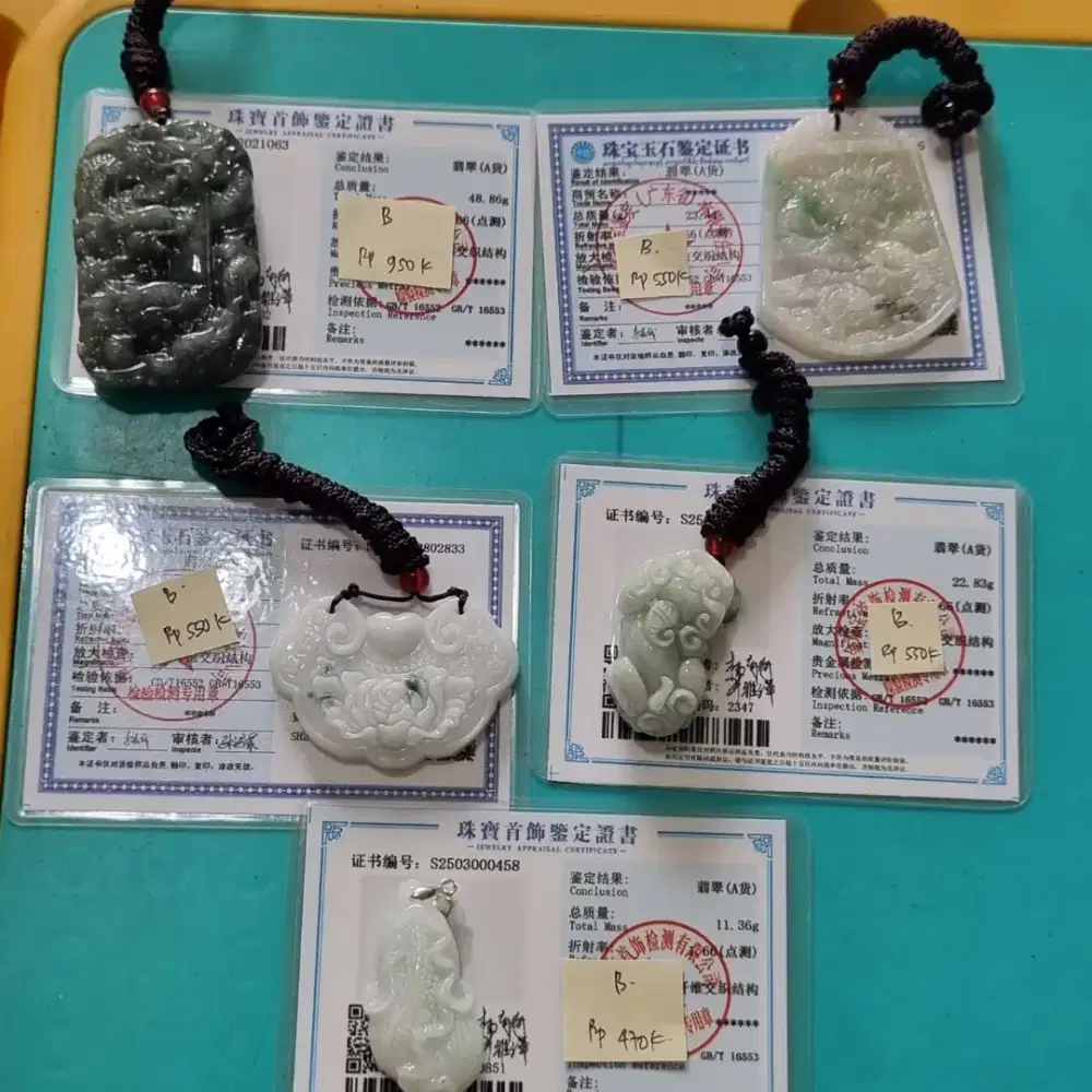 Giok burma naga, ruyi, sawi/baicai/ pixiu +sertifikat