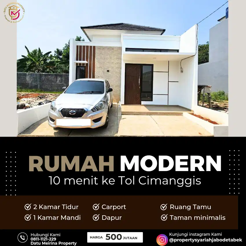 Rumah murah 12 menit LRT Cibubur & 8 menit tol Cimanggis Promo DP 0