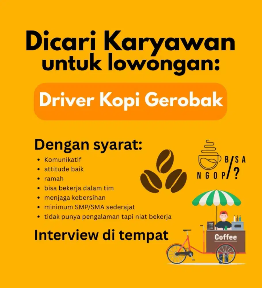 Dibutuhkan Driver Gerobak Kopi