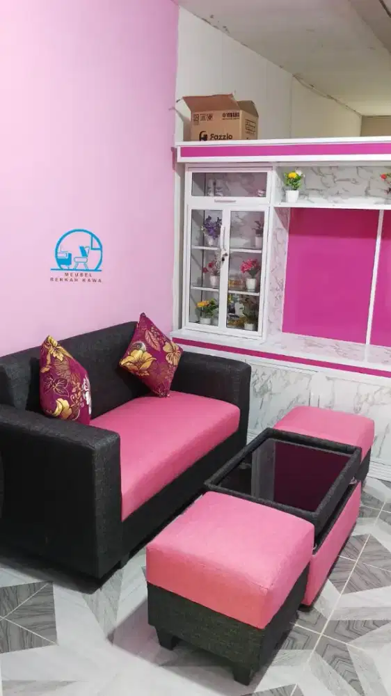 Promo Sofa Aesthetic Model Minimalis Terbaru Warna Hitam Dan Pink