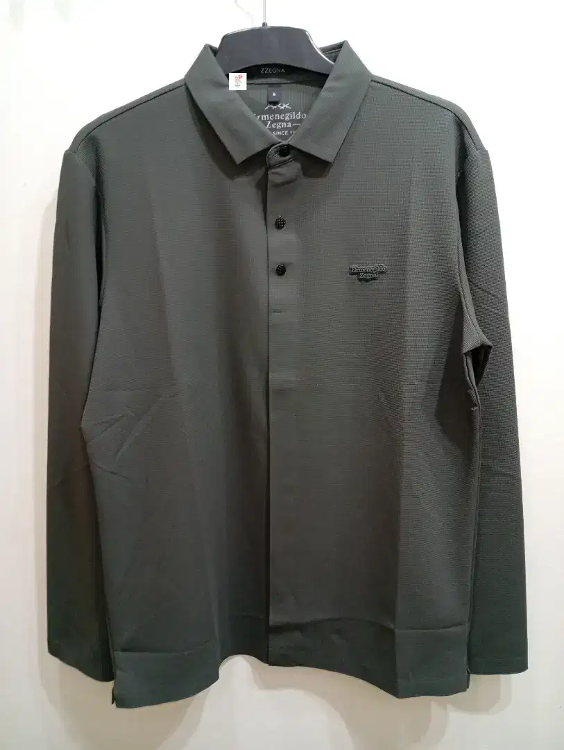 ERMENEGILDO ZEGNA GREY LONG POLO SHIRT