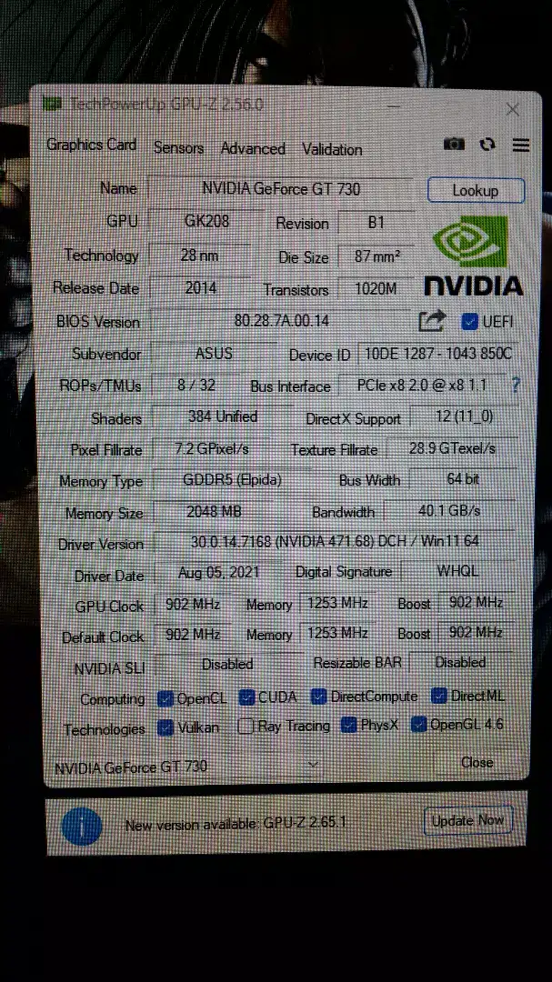 Vga asus GT730 2g ddr5