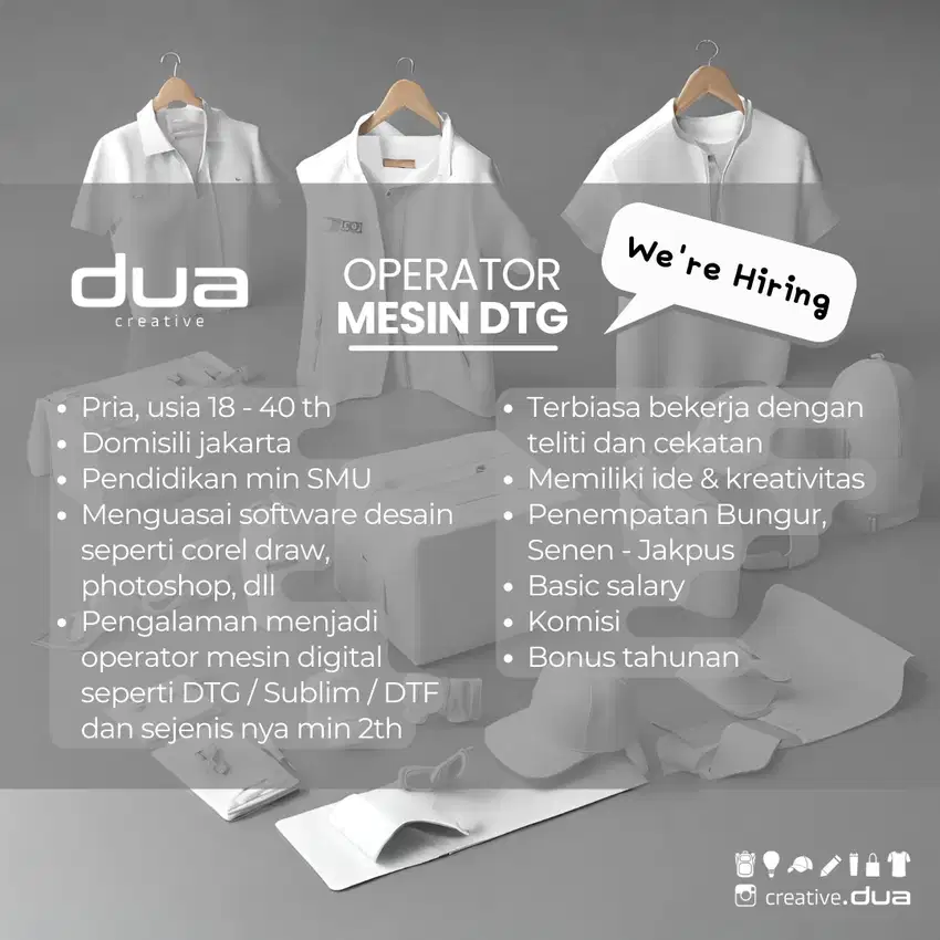 Dibutuhkan OPERATOR Mesin DTG (Print digital untuk kaos)