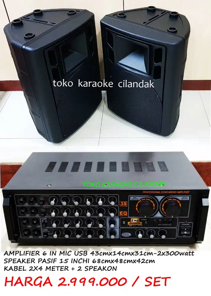 2 PCS SPEAKER PASIF 15 + AMPLIFIER