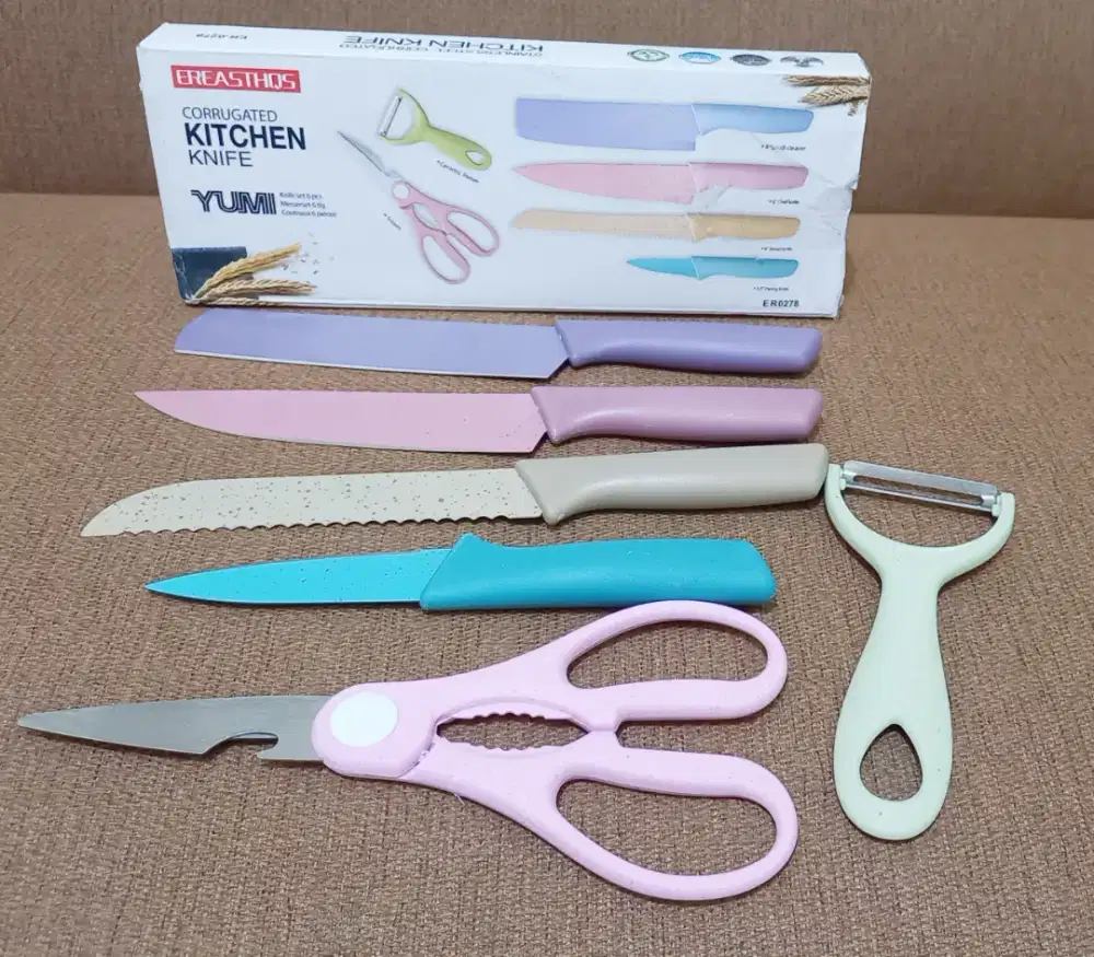 SET PISAU DAPUR ISI 6 BAHAN KERAMIK WARNA PASTEL