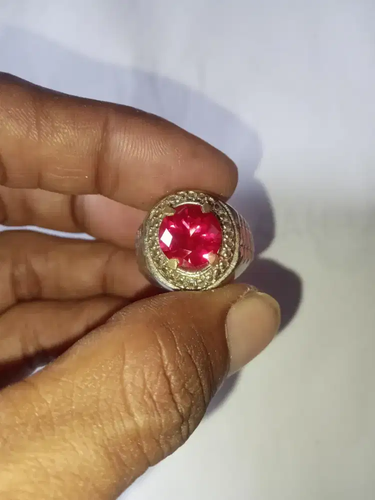 Cincin batu permata merah Siam Bangkok