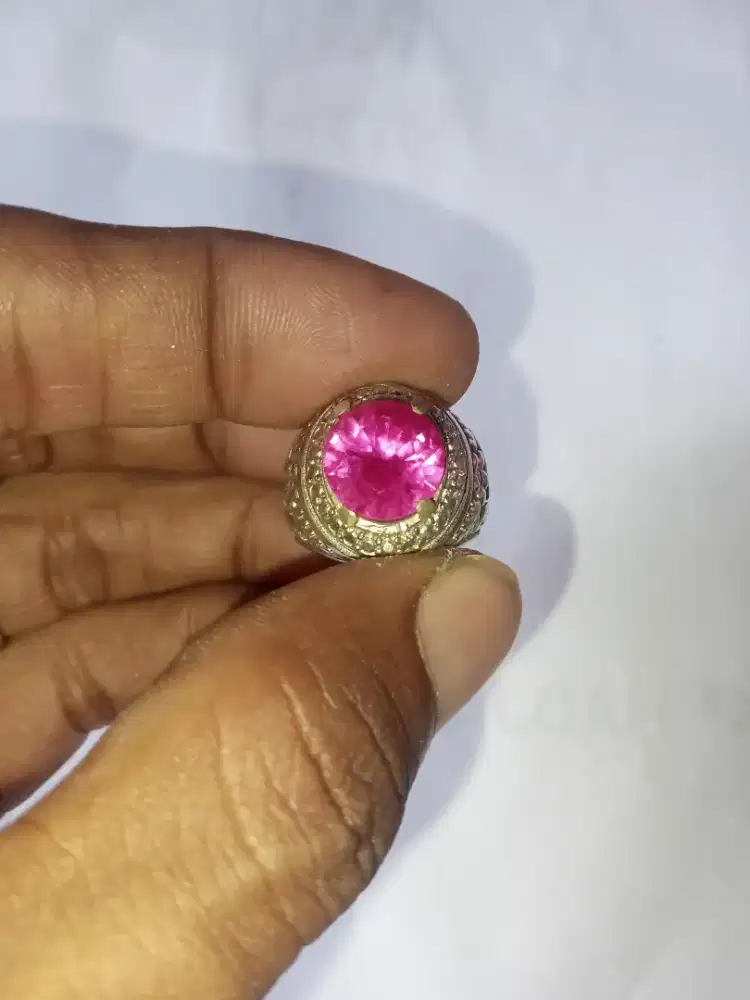 Cincin batu permata pink rose Siam Bangkok