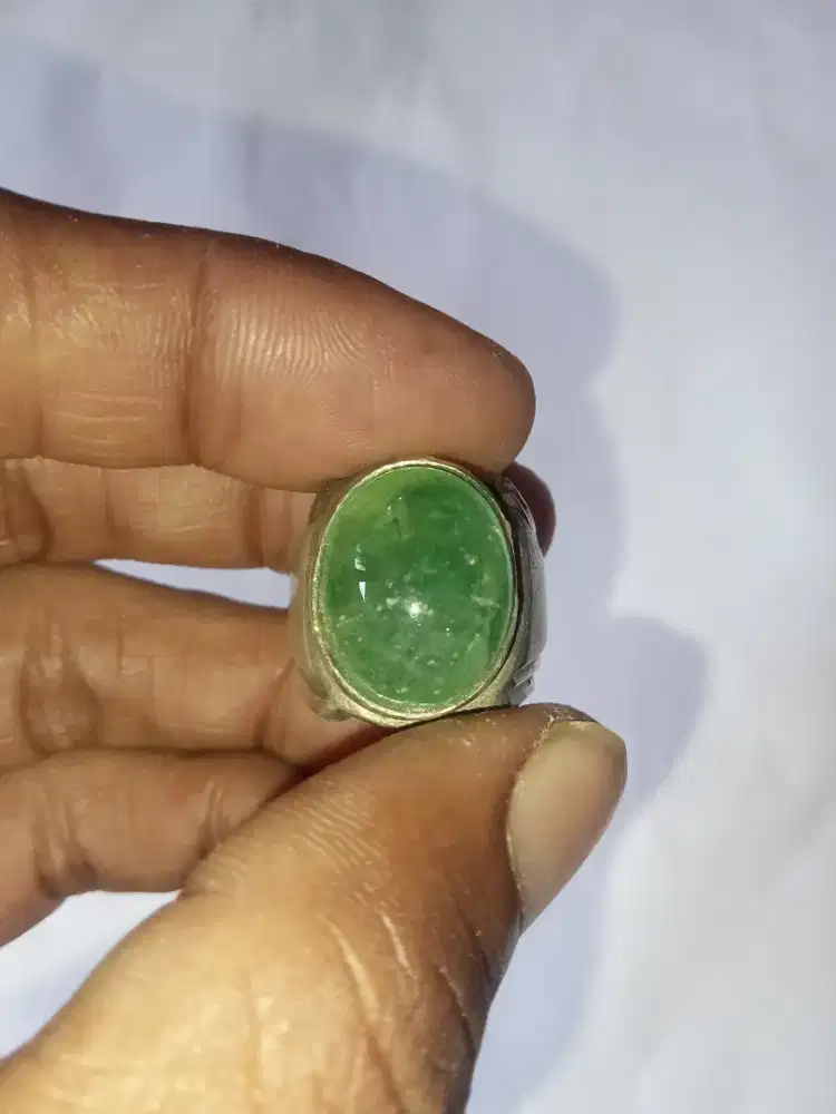 Cincin natural green quarzite bahasa pasaran zamrud zambia