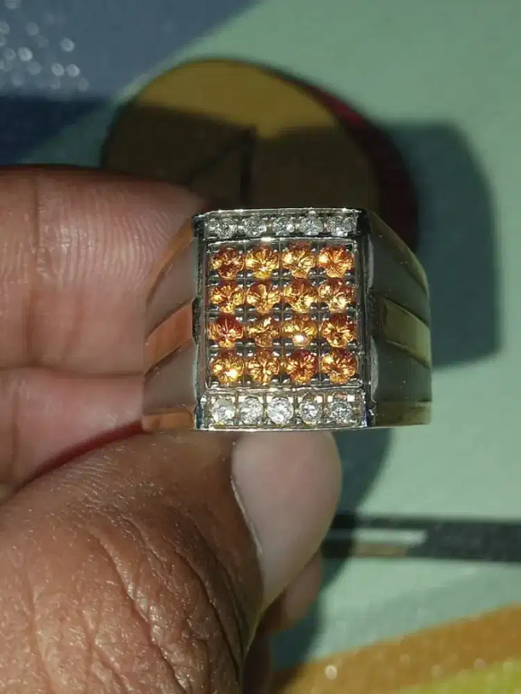 Cincin natural yellow shappire samping berliand mess eropa