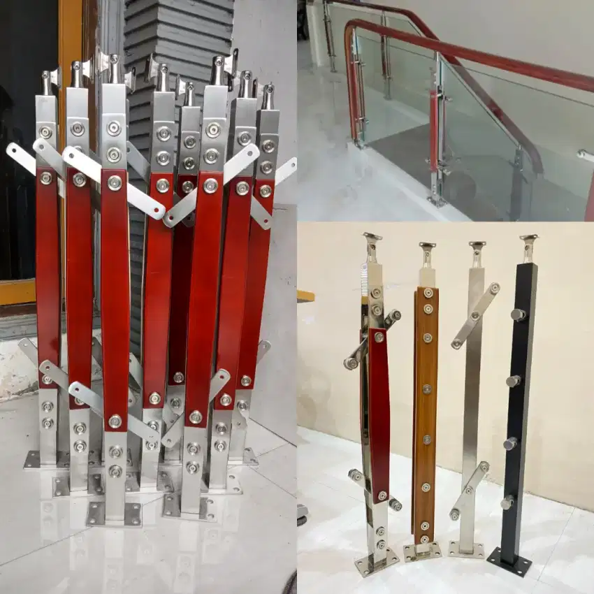 Tiang reling kaca pegangan railing pvc
