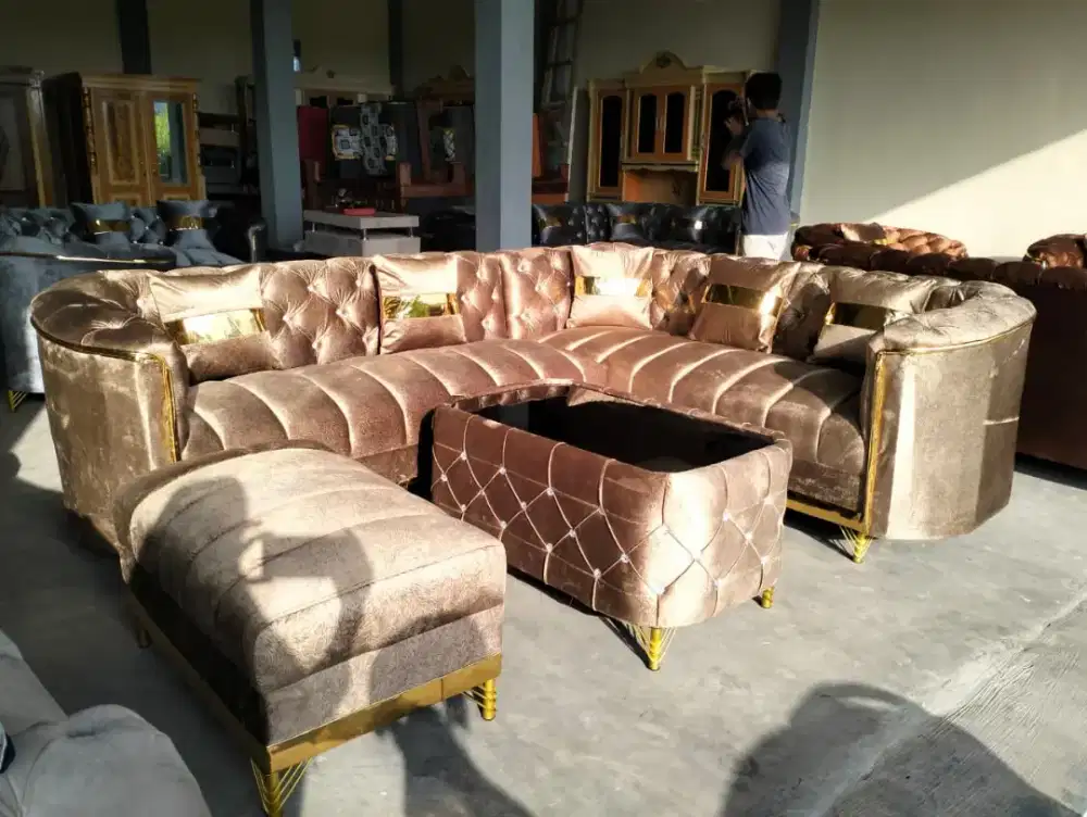 Sofa sudut turki cokelat