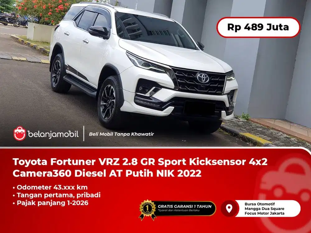 Toyota Fortuner VRZ 2.8 GR Sport 4x2 Diesel AT Putih 2022/2023