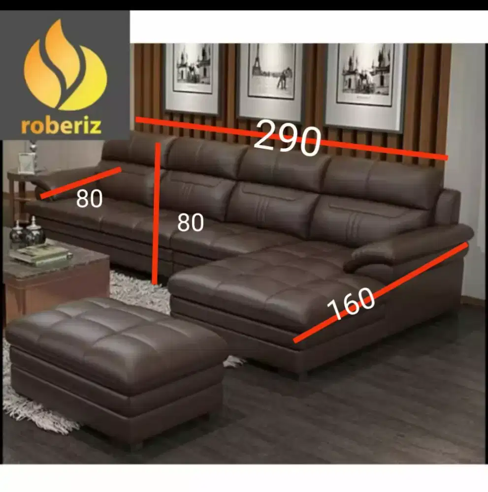 Sofa Minimalis L Full Kulit Kualitas Premium