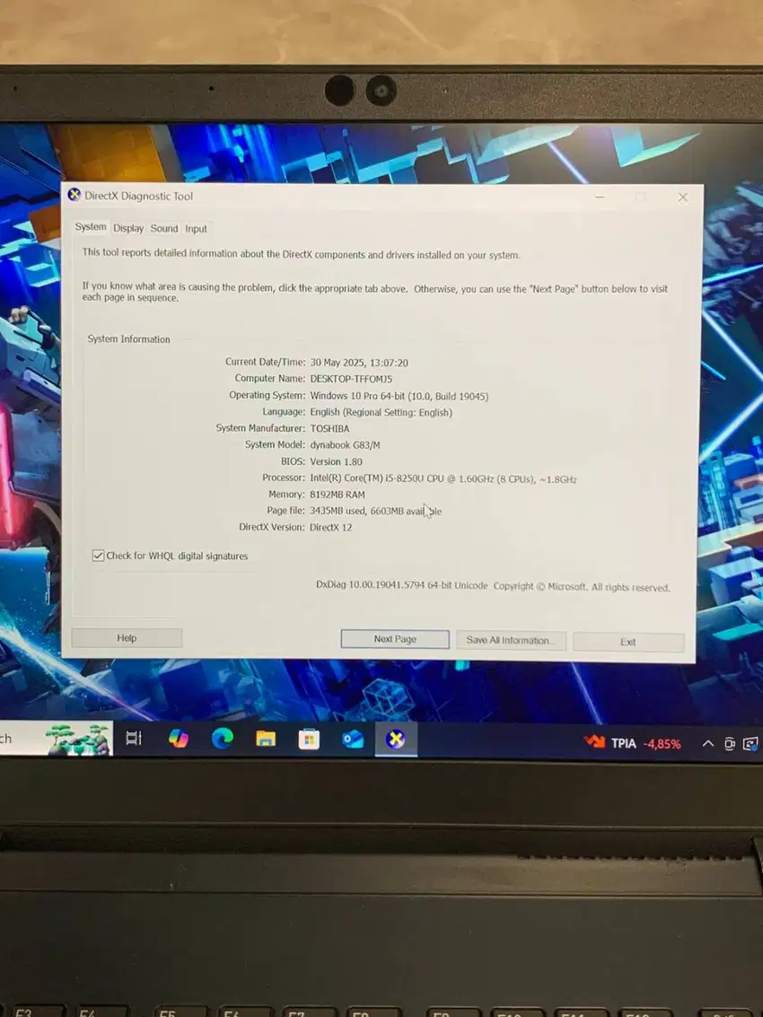 Toshiba Dynabook G83 Core I5 Second Bergaransi