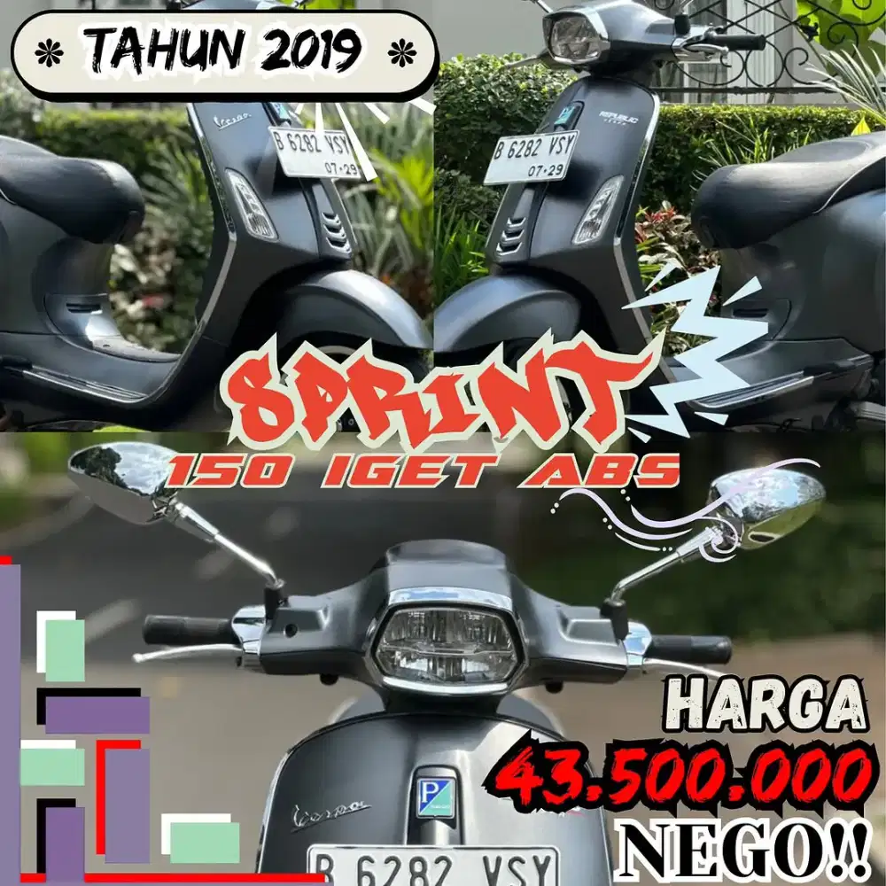 Piaggio Vespa Sprint 150 IGET ABS LED Th 2019 Warna Abu Doff