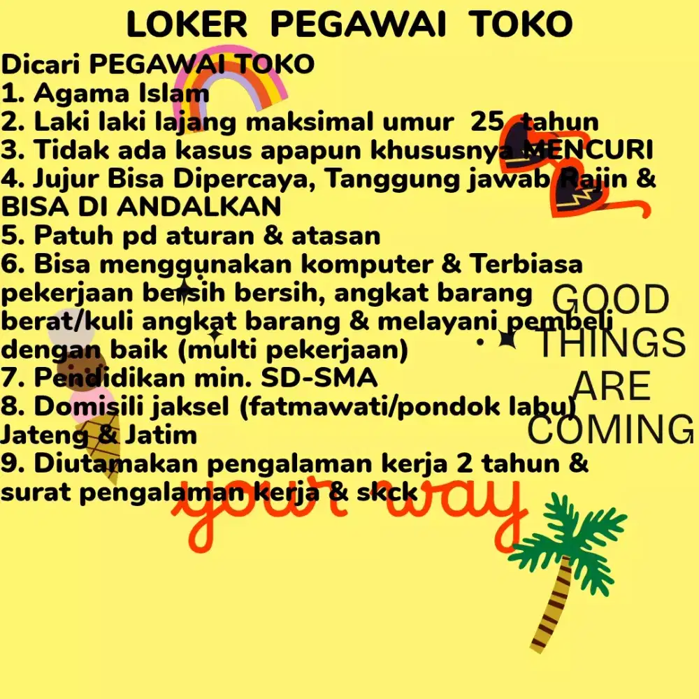 LOWONGAN KERJA PEGAWAI TOKO