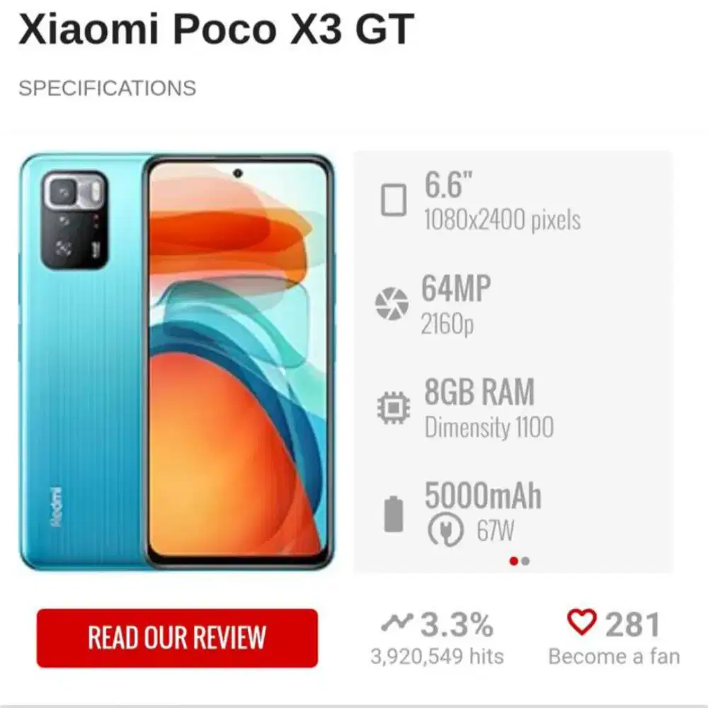Poco X3 GT pro 8-128 second