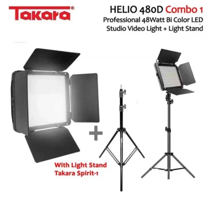 DIJUAL 1 PAKET TAKARA HELIO 480D LED LIGHT + STAND (BEKAS)