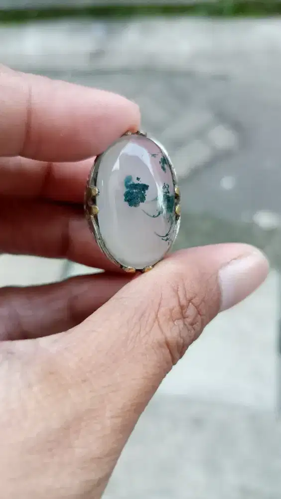 Batu Cincin Akik Permata Natural Moos Agate Lumut Suliki Cakep
