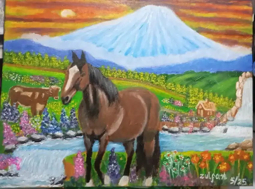 Lukisan pemandangan alam dan sketsa wajah/foto (request)