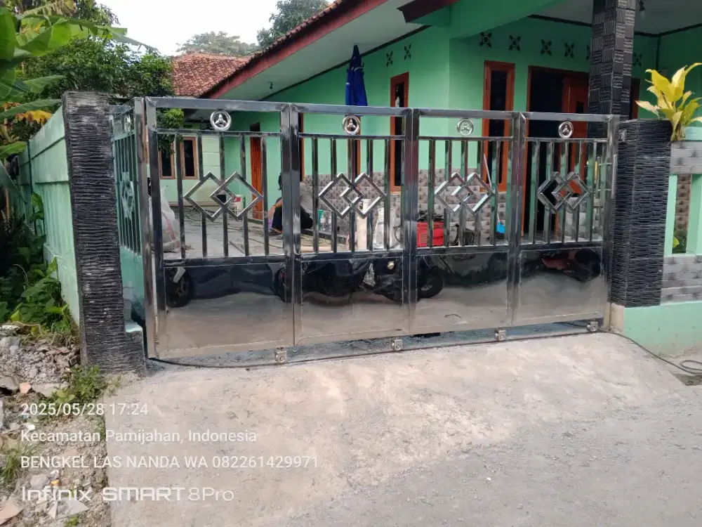 Pintu sliding tikung Minimalis Stainless