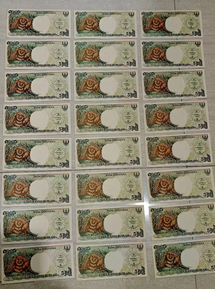 Uang Kertas Kuno Pecahan Rp.500 Orang Utan. Tahun 1992 (33 tahun)