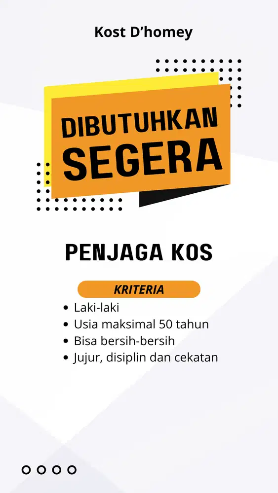 Dicari penjaga kos Surabaya timur