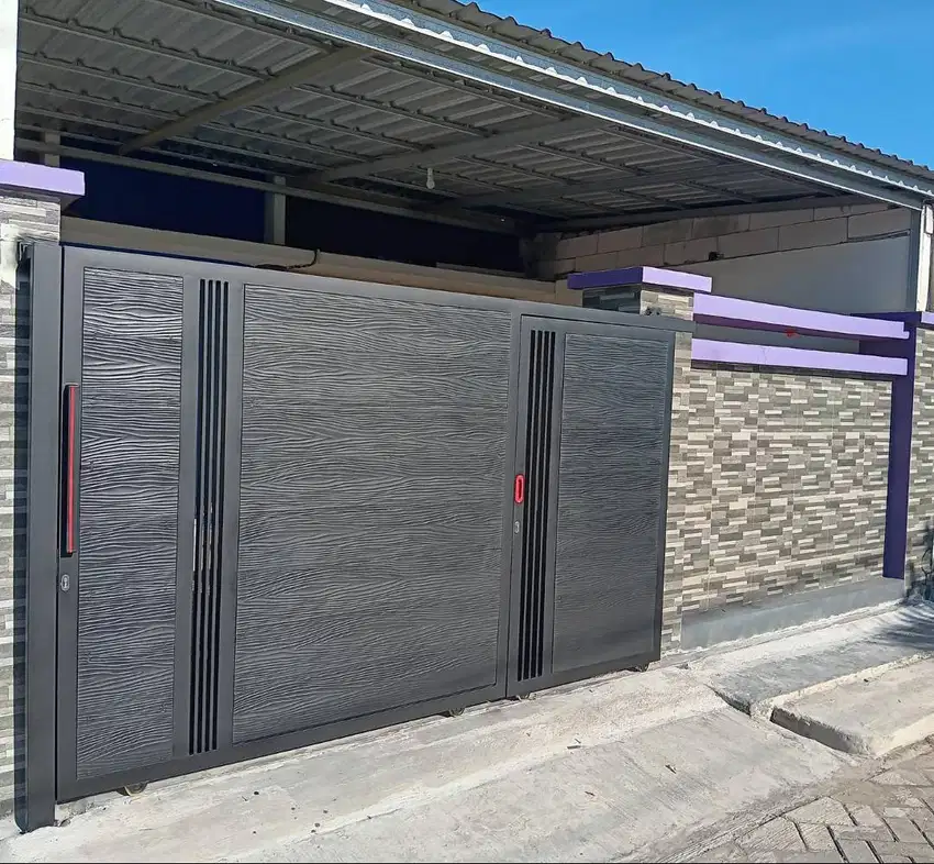 pagar pintu rumah minimalis motif kayu grc