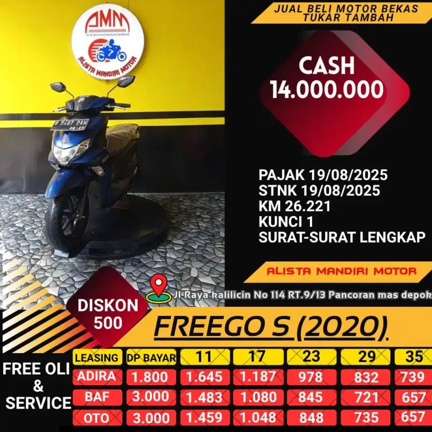 YAMAHA FREEGO S TH 2020 PLAT JKT PAJAK ON BISA BAYARR VIA  CC/PAYLATER