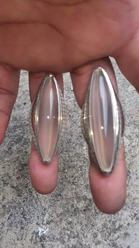 Akik Kalsedon SNOW WHITE Ring Perak