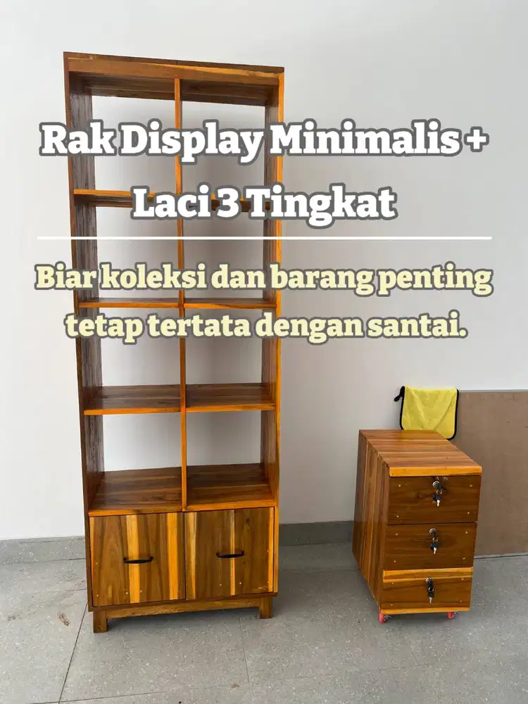 Rak Pajangan + Laci Dorong 3 Tingkat Minimalis