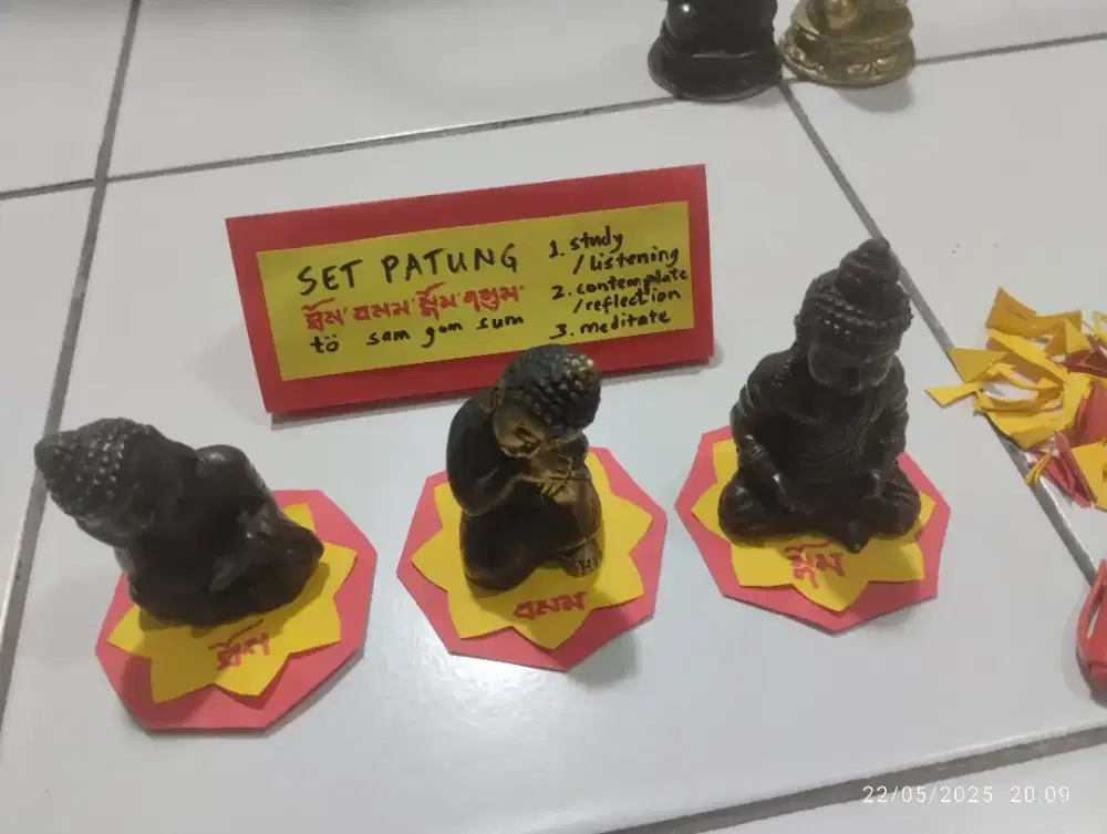 Set Patung Buddha 3pcs Tö Sam Gom (Belajar, kontemplasi, meditasi)