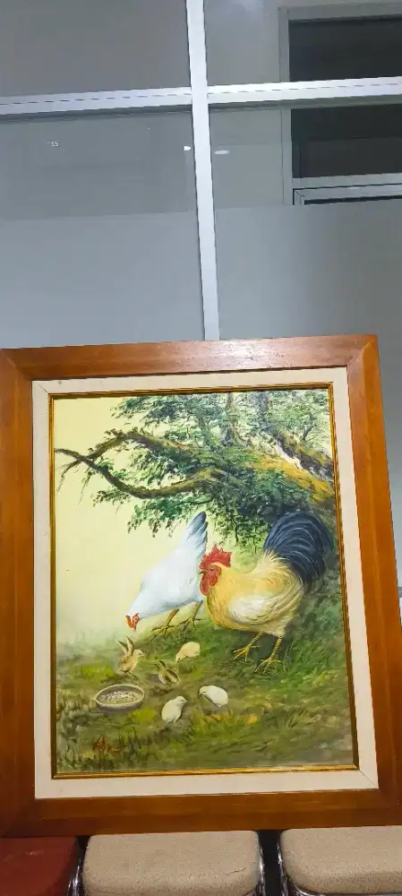 Lukisan cat kanvas ayam besar