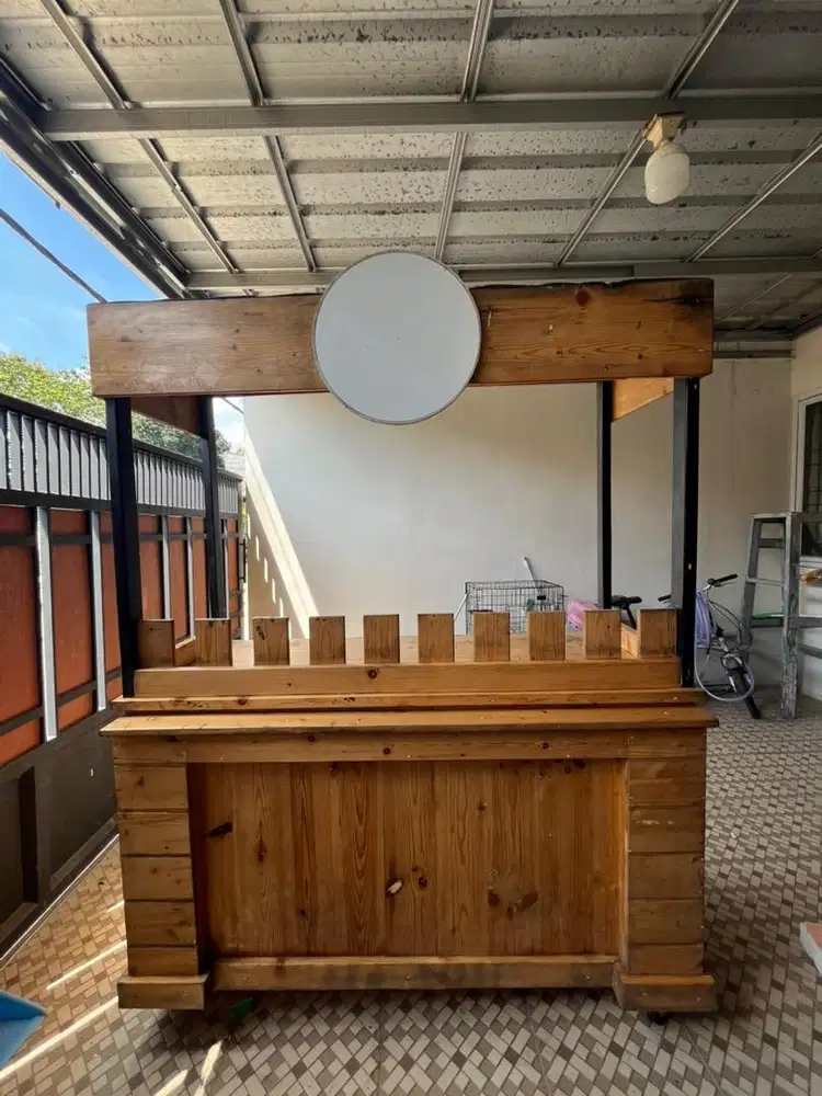 Gerobak Booth kayu jati belanda
