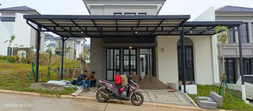 Kanopi talang dalam baja ringan terpasang