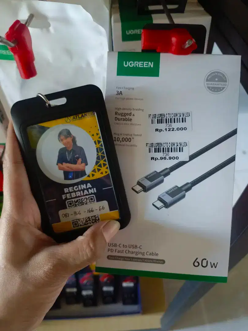 USB UGREEN C TO C 60W 3A 1M | ATLANTIS DAHSYAT
