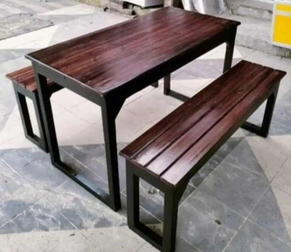 1Set meja makan+2kursi panjang