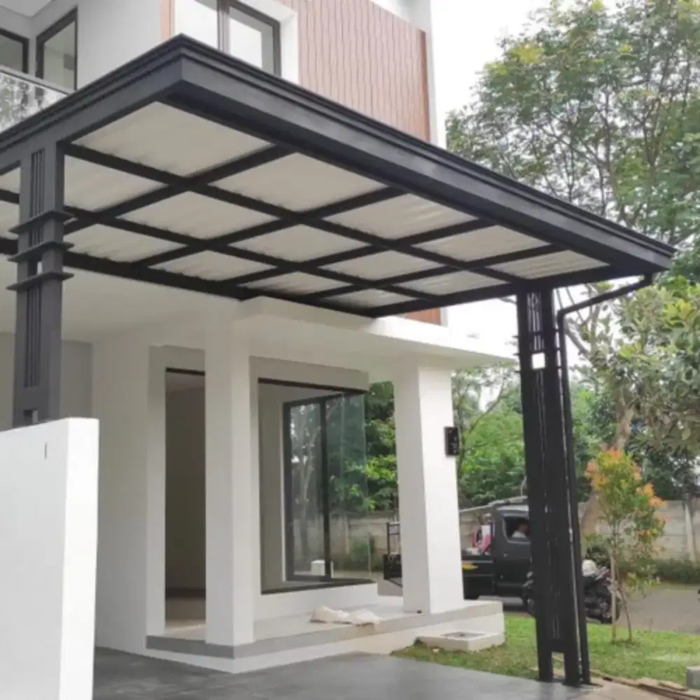 kanopi Atap alderon mewah rangka hollow galvanis bergeransi